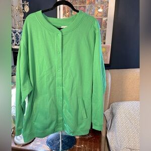 Green snap button cardigan